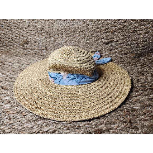 Orageous Womens Grommet Straw Woven Sun Hat Beach Boho One Size - Picture 3 of 6